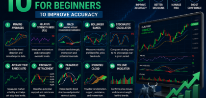 A trader analyzing the best forex indicators for beginners on a clean currency chart setup.