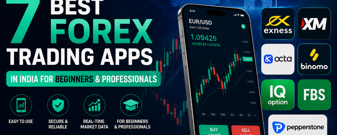 A trader analyzing currency pairs on the best forex trading apps in India using a smartphone interface.