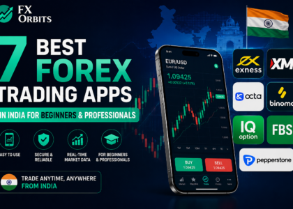 A trader analyzing currency pairs on the best forex trading apps in India using a smartphone interface.